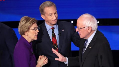 As Elizabeth Warren (left) and Bernie Sanders (right) dispute who was telling the truth regarding Bernie's alleged comments that