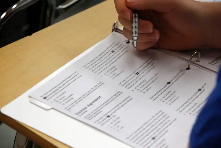 A college-exam prep class at Holton-Arms School in Bethesda, MD. -Alex Brandon/AP