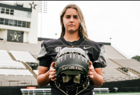 Sarah Fuller, first woman to play in a major college football game. 
Photo courtesy of Vanderbilt University