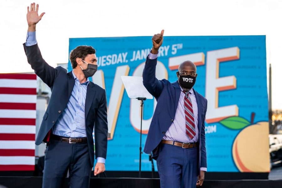 Jon+Ossoff+and+the+Rev.+Raphael+Warnock+campaigning+in+Atlanta.+Both+defeated+their+Republican+opponents%2C+assuring+that+the+balance+of+power+in+the+Senate+will+shift.