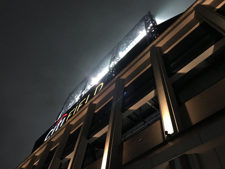 Citi Field at night time with lights on