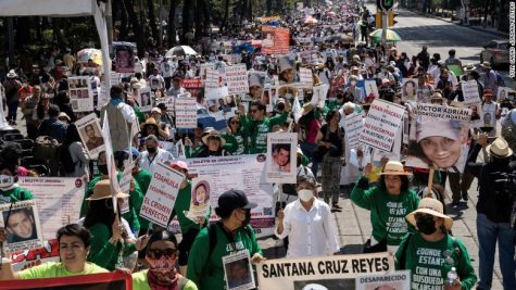 Families with lost loved ones protest in Mexico City.