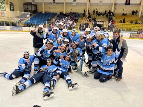 The West Morris Central hockey team celebrates winning the 2022 Haas Cup