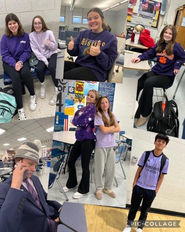 Collage of students at WMC wearing purple to support Relay For Life during Kick-Off Week!
