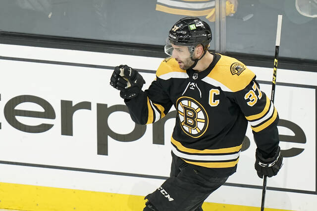 Bruins captain Patrice Bergeron, whos led the team to victory throughout the regular season.