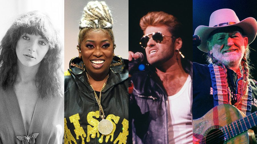 Left to right: Kate Bush, Missy Elliott, George Michael, and Willie Nelson. Courtesy of the Hollywood Reporter/Getty Images.