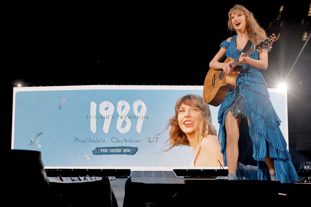 Taylor Swift on stage at SoFi Stadium 