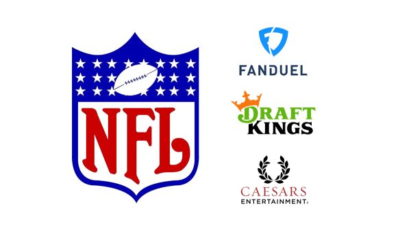 Logos of the NFL and its sports book sponsors 