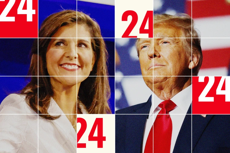 Former+UN+Ambassador+Nikki+Haley+%28left%29+and+Former+President+Donald+J.+Trump+%28right%29+%0A