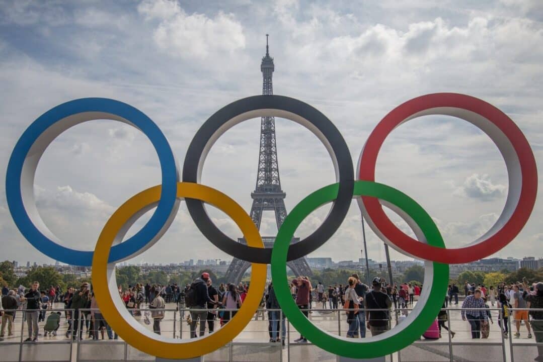 Olympic rings in Paris, 23 September 2024.