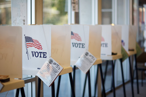 Polling booths placed in public school