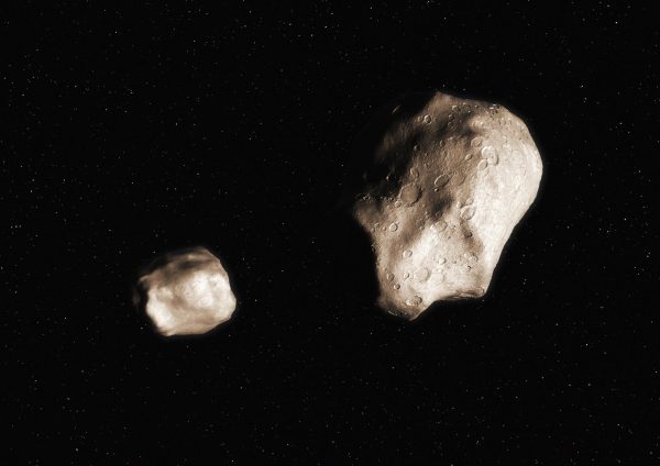 Illustration of an asteroid in space.